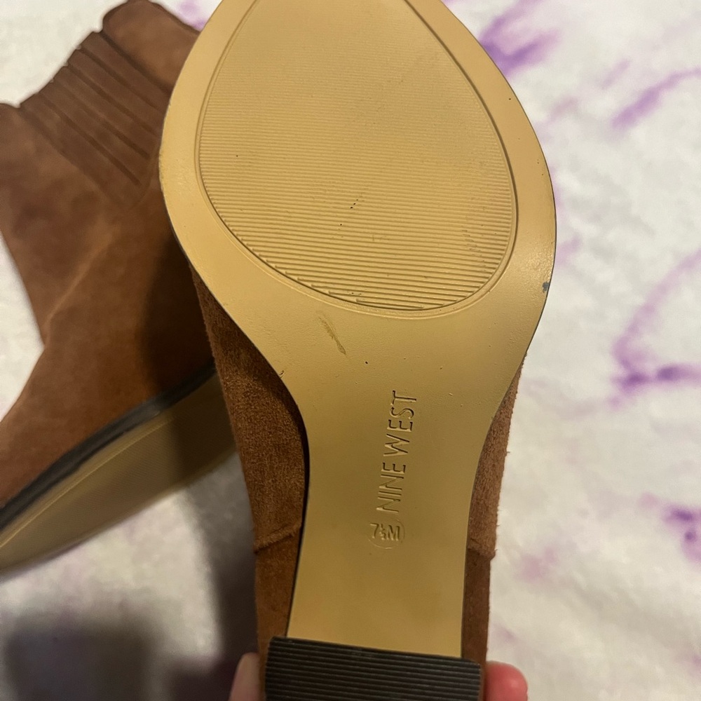 Nine West Brown Heeled Boots with Textured Sole